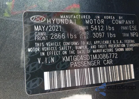2021 Genesis G80 3.5T Rwd from USA, damaged, VIN KMTGC4SD1MU086772